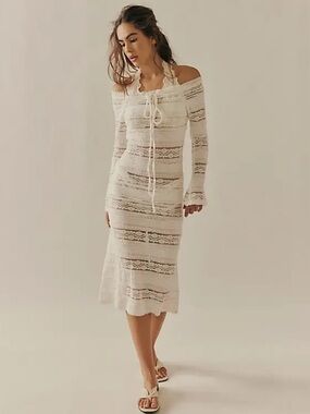 Free People Nightcap French Antique Lace Midi Dress